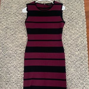 BCBG MAXAZRIA BODYCON STRIPED MIDI DRESS